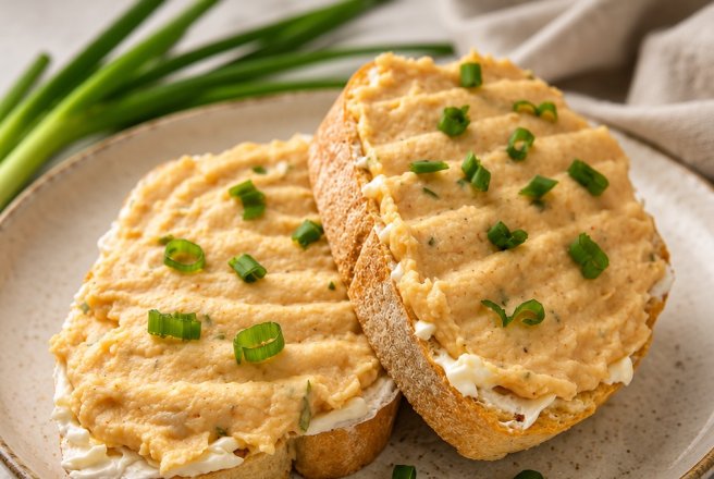 Tartine cu branza si crema de fasole