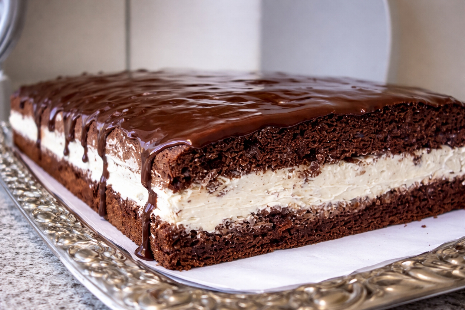 Desert prajitura cu crema de ciocolata alba