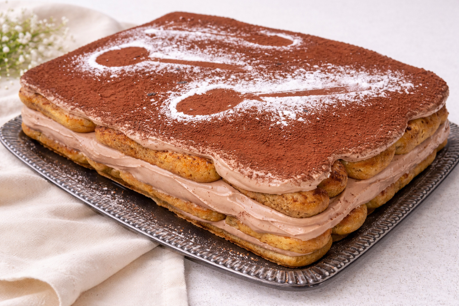 Desert prajitura din piscoturi cu spuma de ciocolata