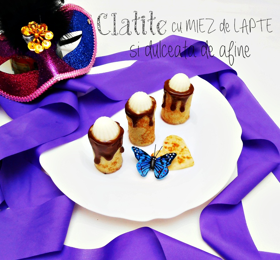 Clatite cu miez de lapte si dulceata de afine