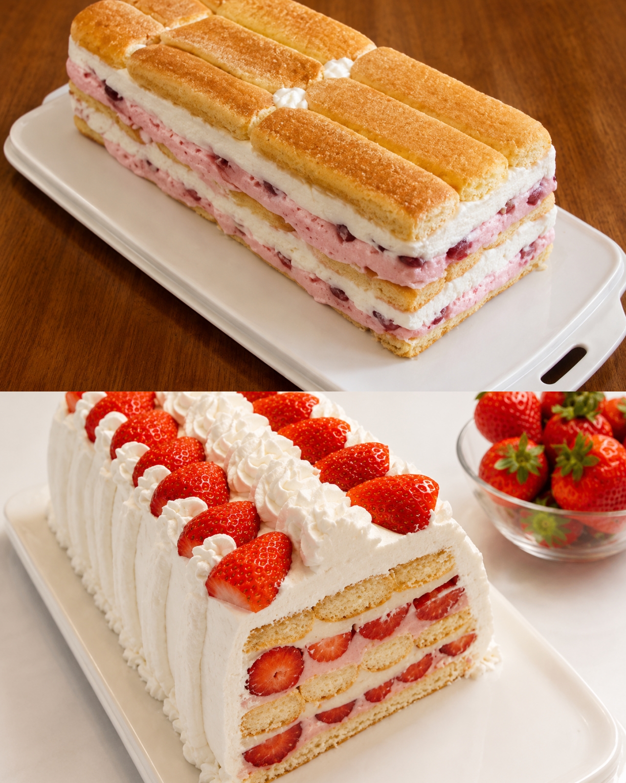 Tort de vara cu piscoturi si capsuni