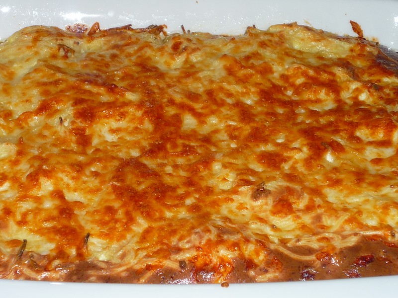 Budinca de paste gratinata