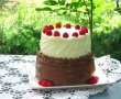 Tort etajat cu mascarpone, ciocolata, visine si zmeura-5