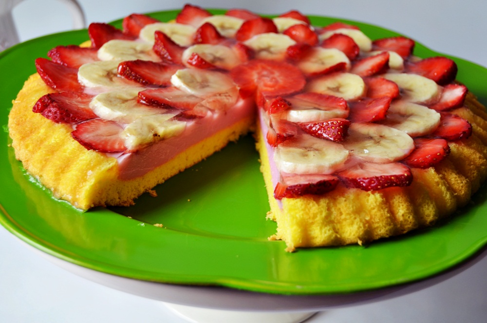 Tarta cu budinca si fructe reteta de desert de casa delicios