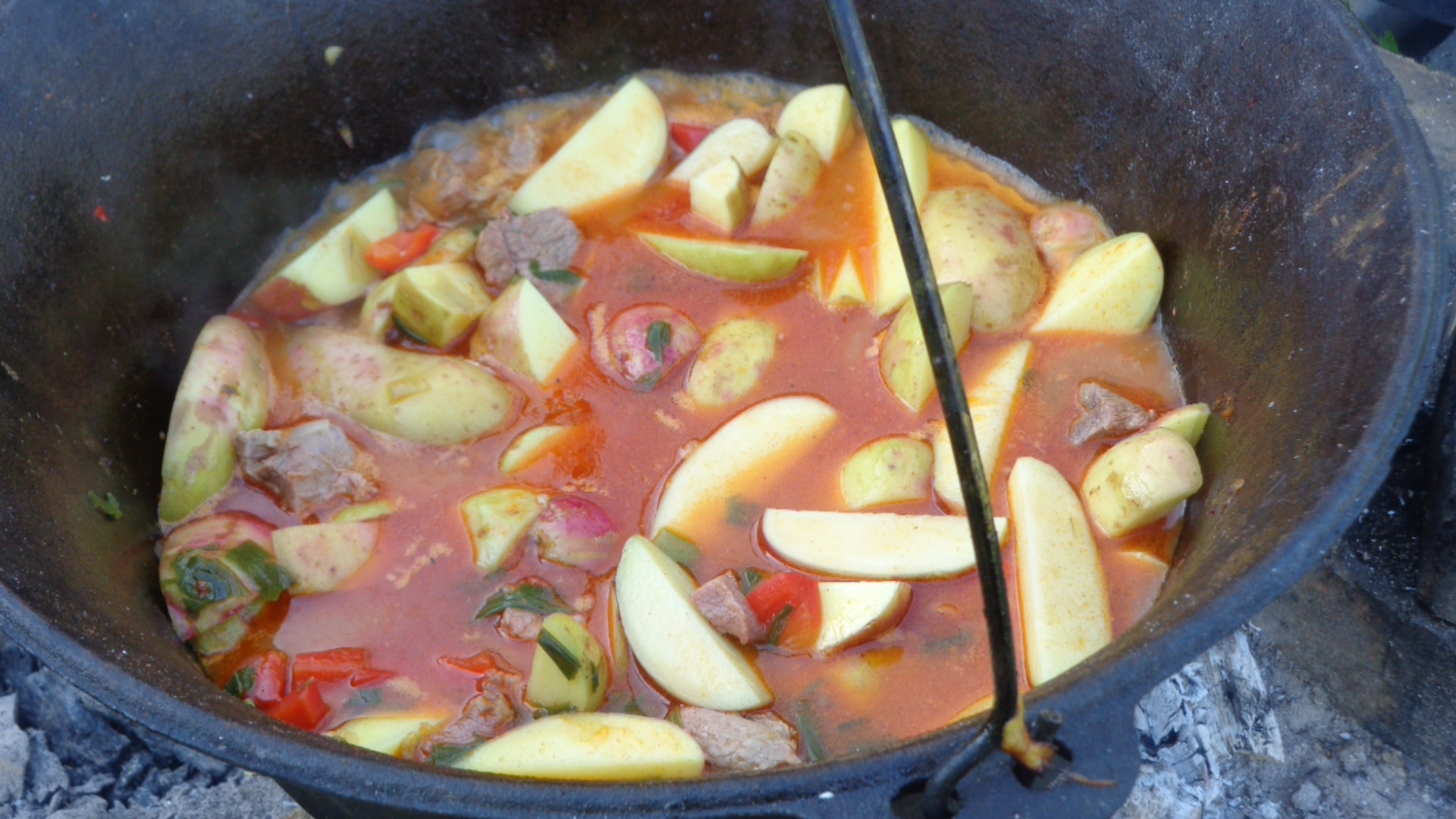 Tocanita  cu carne si cartofi - la ceaun