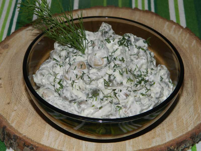 Salata de ciuperci cu castraveti acri