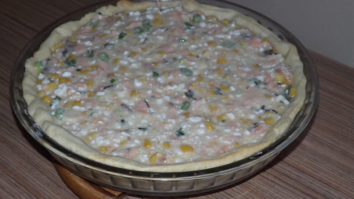 Quiche cu somon si porumb