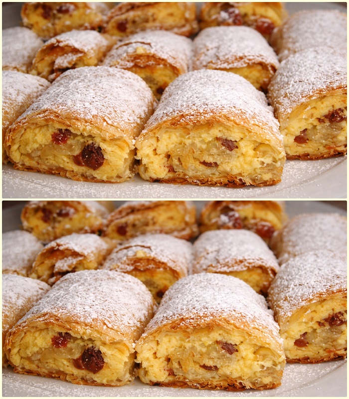 Reteta simpla si delicioasa de strudel cu branza si stafide