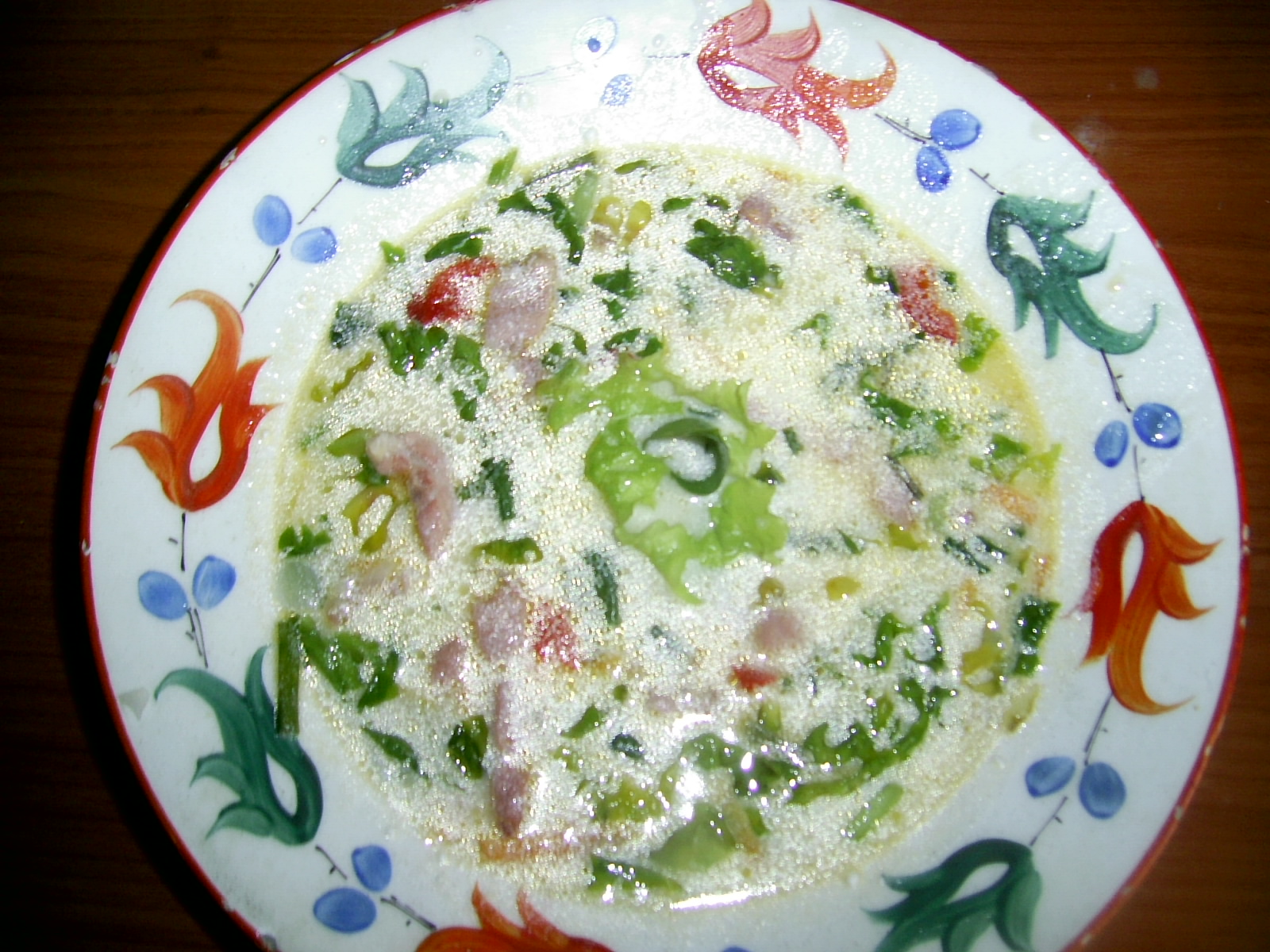 Supa cu leurda si salata verde