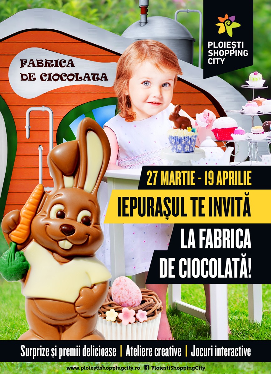 Sărbătorile de Paște se petrec la Ploiești Shopping City: Fabrica de Ciocolată, Vânătoarea de ouă și tombola cu premii își așteaptă vizitatorii