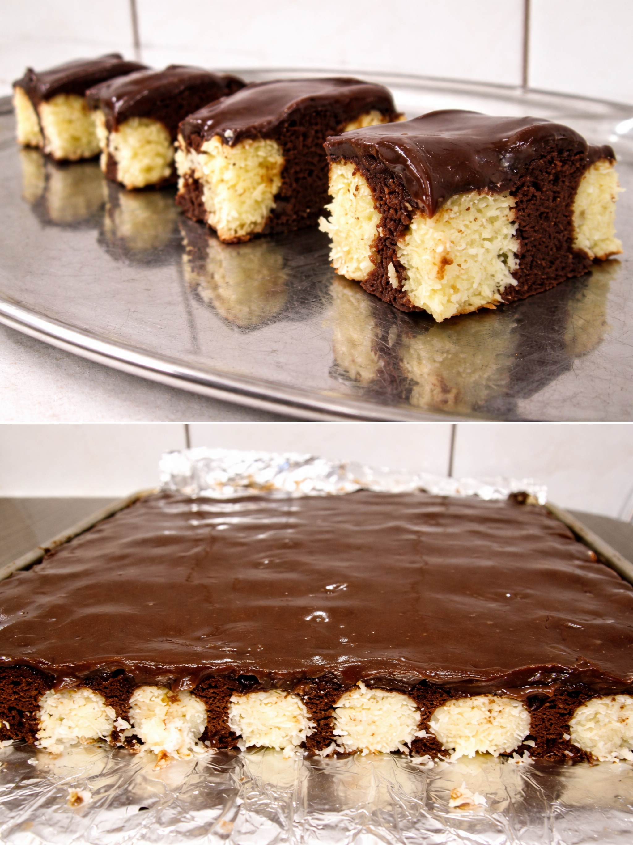 Prajitura cu bilute de branza si cocos