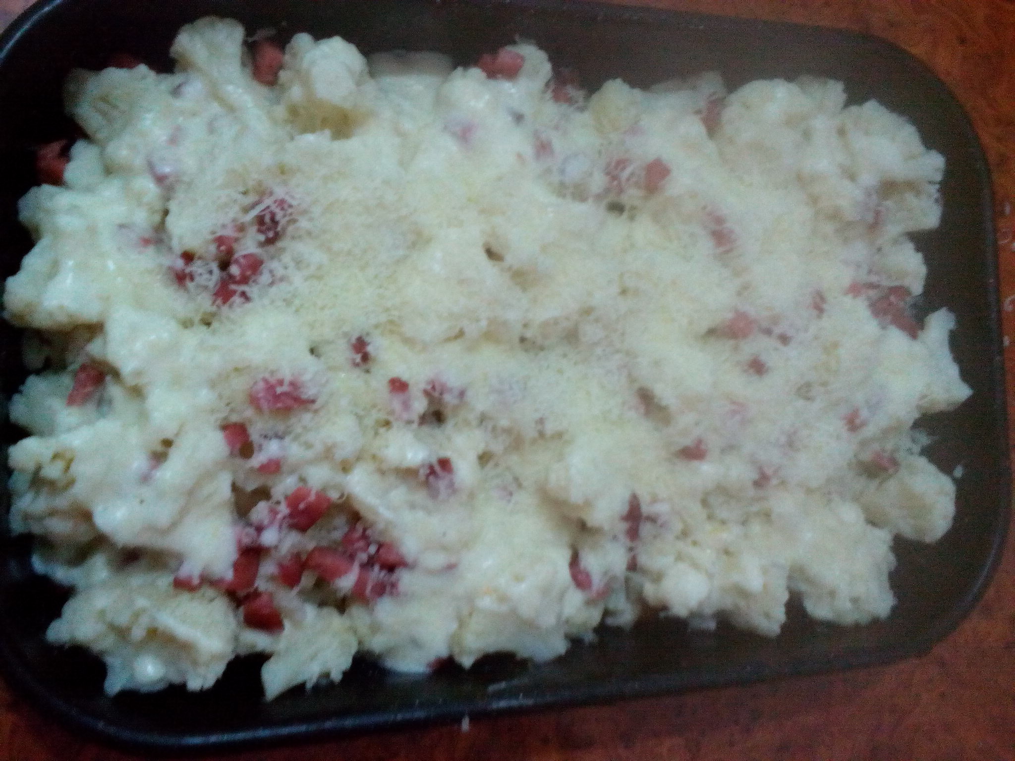 Conopida gratinata cu bechamel si bacon