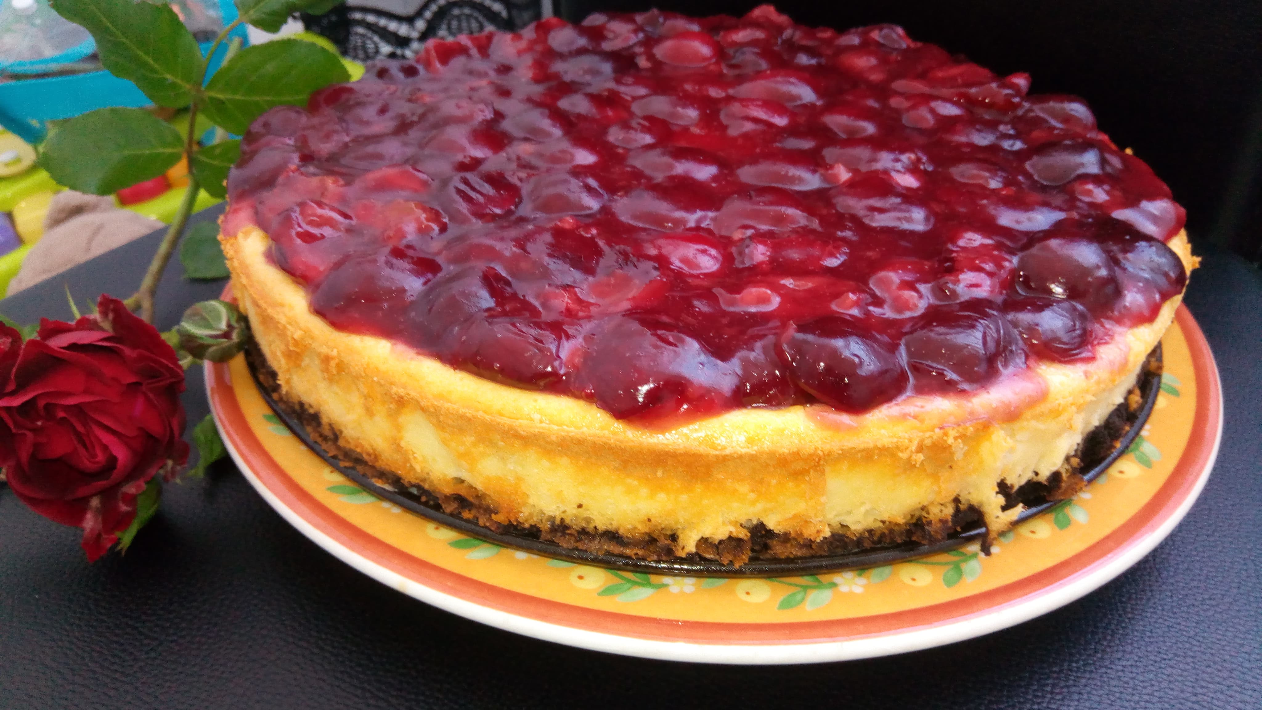 Desert cheesecake copt, cu cirese