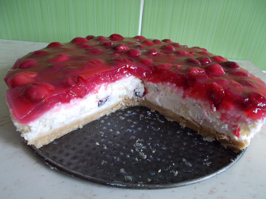 Desert cheesecake cu visine, fara coacere