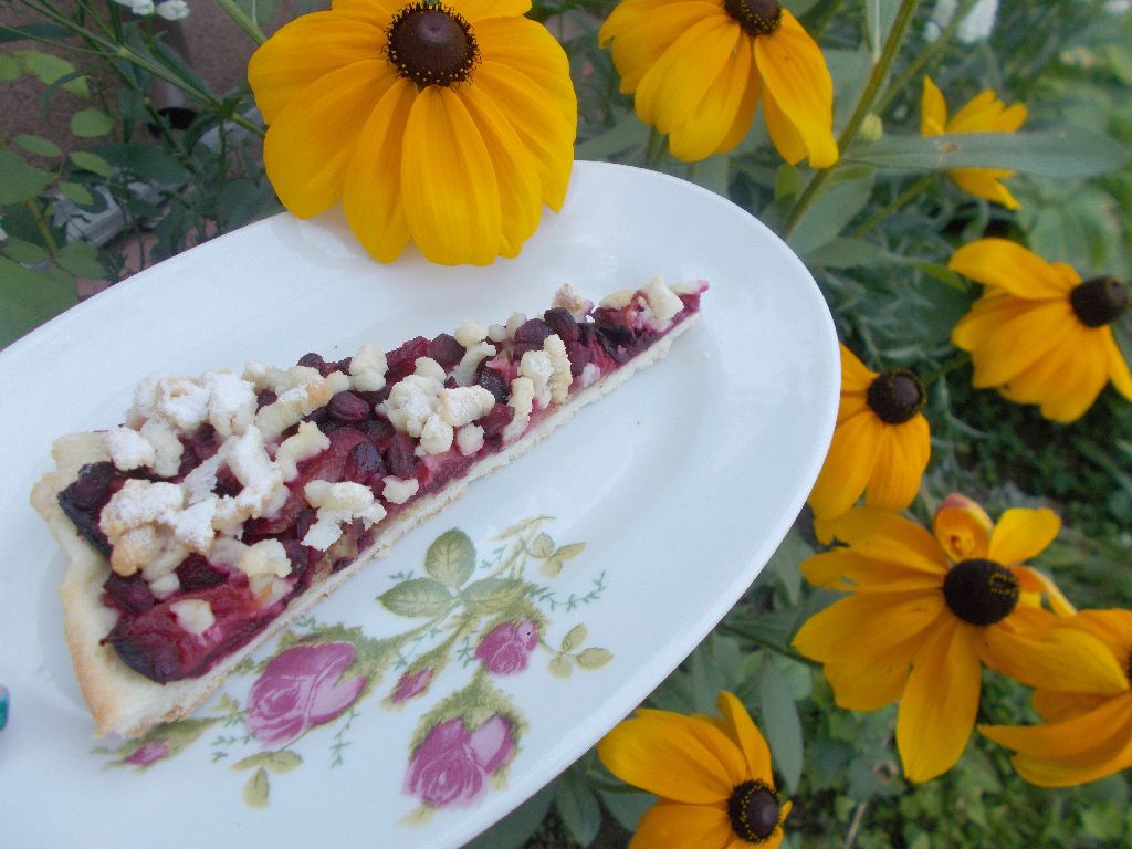 Desert tarta frageda cu prune si rodie