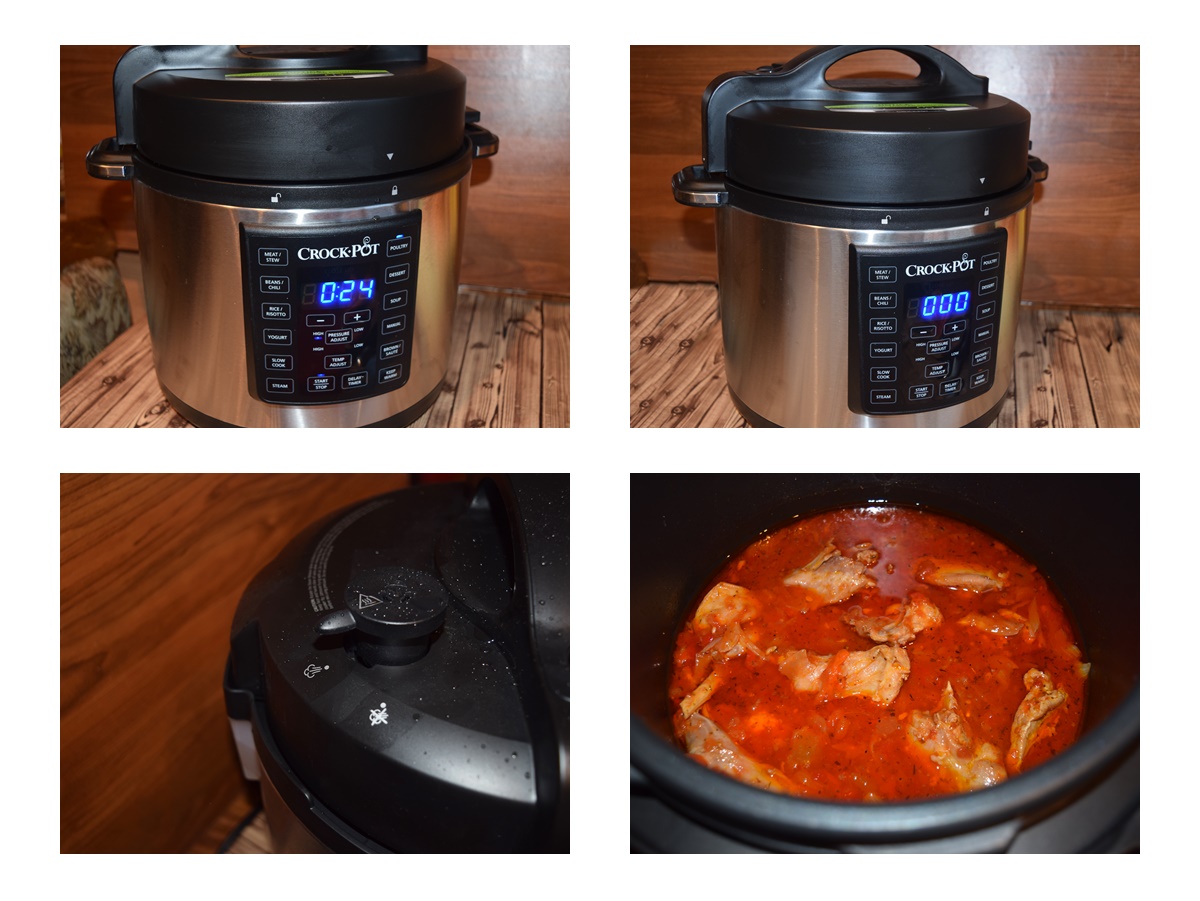 Iepure in sos de rosii cu ceapa si usturoi, la multicooker crock pot express