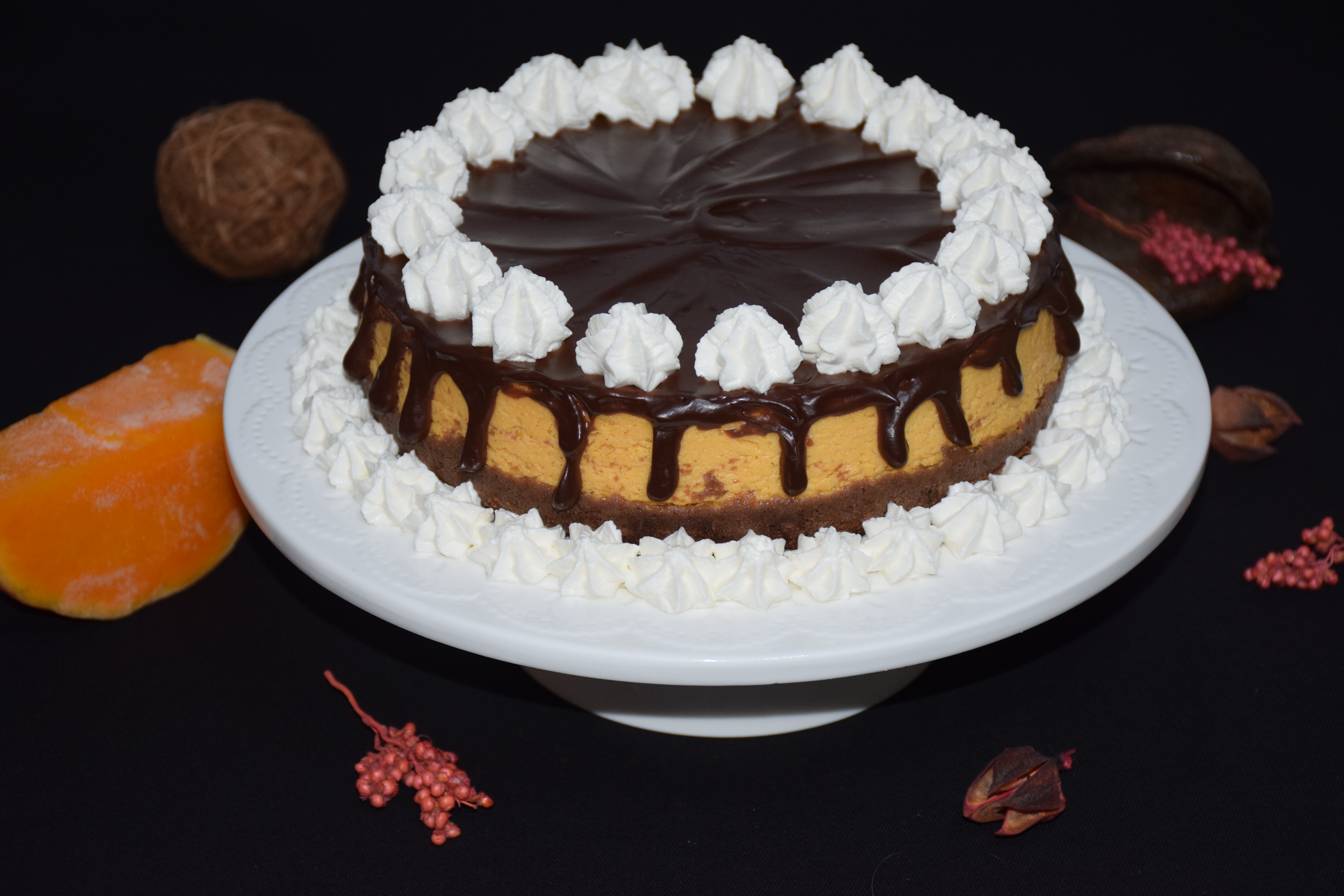 Desert cheesecake cu dovleac si ciocolata neagra