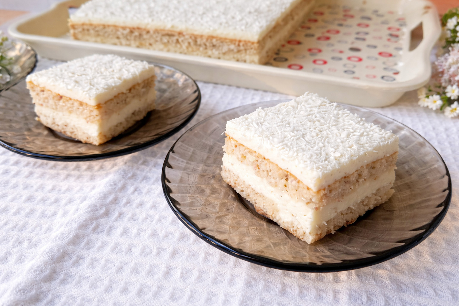 Desert prajitura cu migdale si crema de cocos