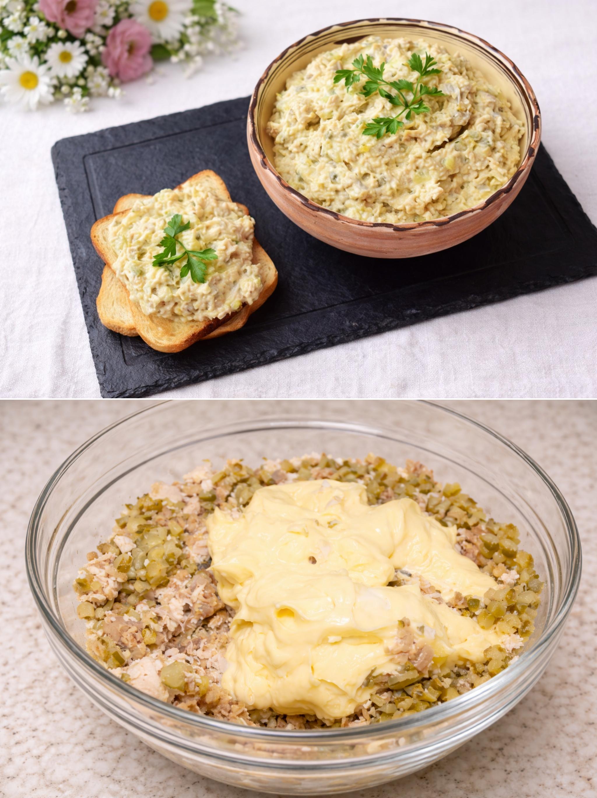 Salata de ciuperci cu piept de pui si maioneza, un aperitiv spornic si gustos