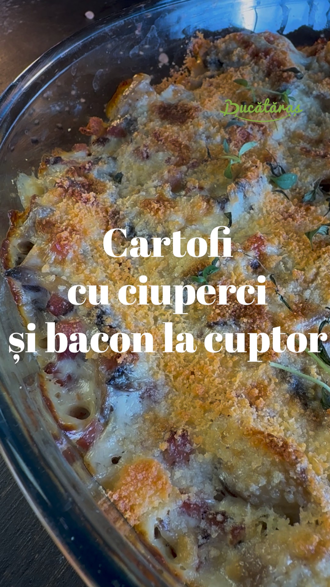 Cartofi cu ciuperci și bacon - Rețeta gustoasă la cuptor