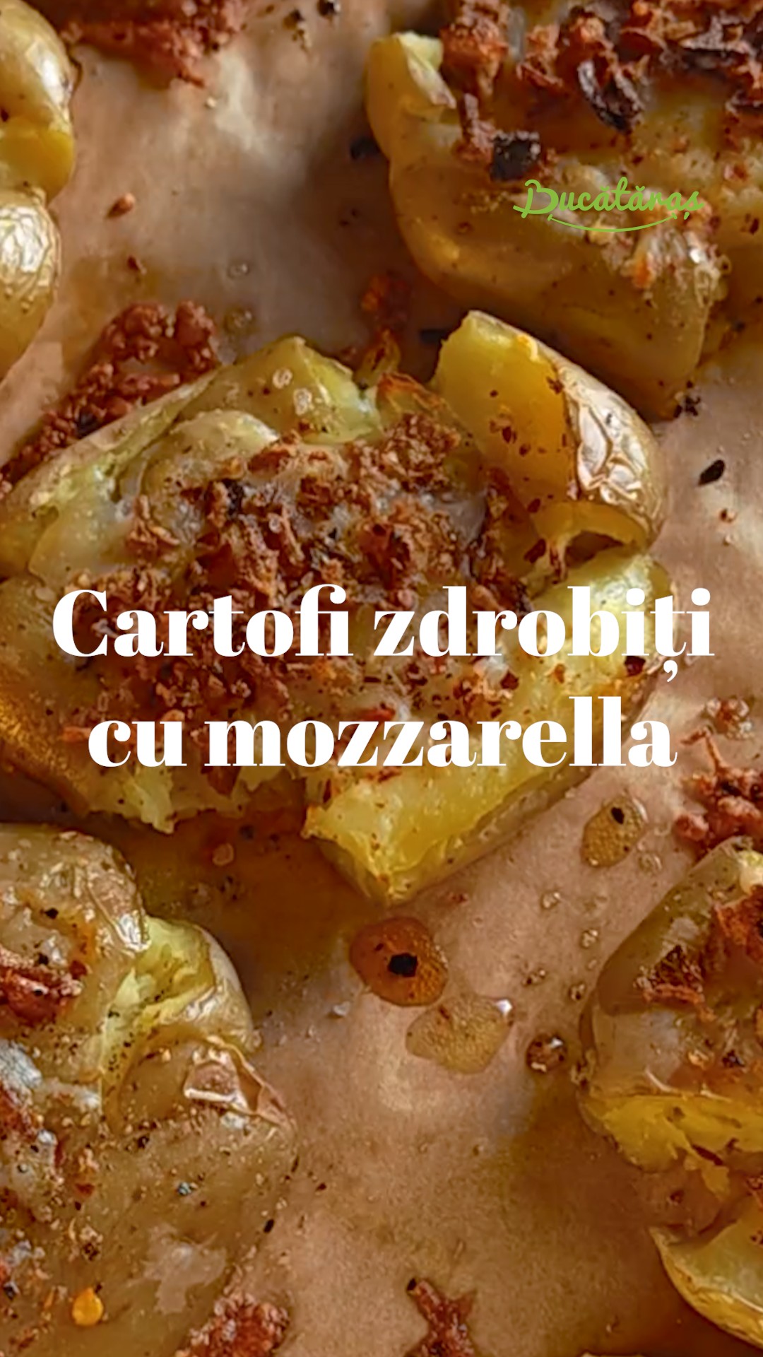 Cartofi zdrobiți, cu mozzarella - Rețeta simplă și savuroasă